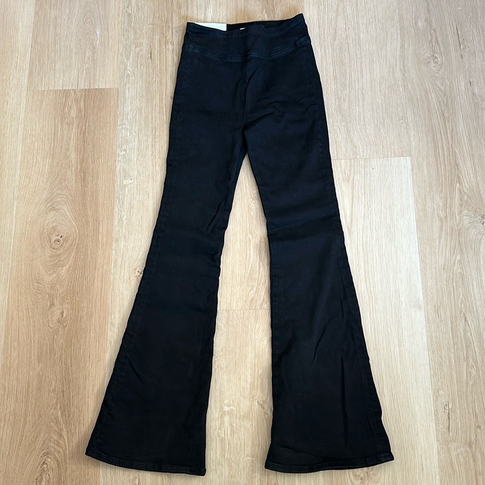 NWT FRAME Denim Black High-Rise Jet Set Flare Jeans Sz 1